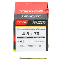 TIMCO Velocity Pozi Countersunk Wood Screws - 4.5 x 70mm - Yellow Zinc - Pack of 200
