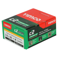 TIMCO C2 Strong-Fix Pozi Double Countersunk Wood Screws - 3.5 x 20mm - Yellow Zinc - Pack of 200
