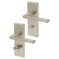 Serozzetta by Carlisle Brass Satin Nickel Bathroom Door Handles - Dieci Range - 150 x 50mm