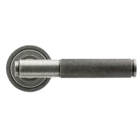 From The Anvil Pewter Knurled Door Handles on Round Art Deco Rose - Brompton Range