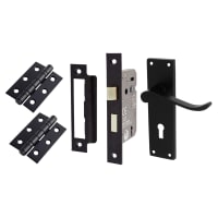 Touchpoint Matt Black Budget Scroll 3 Lever Sashlock Door Handles Pack