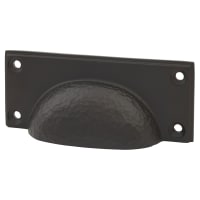 From The Anvil Hammered Art Deco Cabinet Cup Handle - 84mm Centres - Aged Bronze