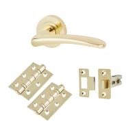 Touchpoint Polished Brass Latch Door Handles on Rose Pack - Eloise Range