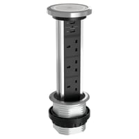 Sensio SensioPod M Motorised 3 Gang Pop-Up Socket and USB with QI Charger - Aluminium