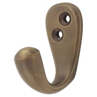 Alexander & Wilks Victorian Single Coat Hook - 44 x 23mm - Antique Brass