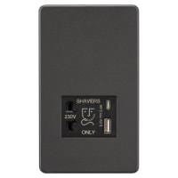 Knightsbridge 230V Shaver Socket with Type A/C USB Ports - 2.4A - Smoked Bronze with Black Insert