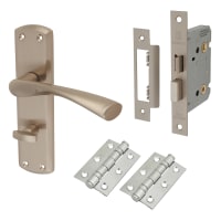 Touchpoint Satin Nickel Bathroom Lock Door Handles Pack - Monza Range