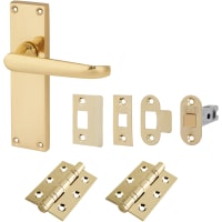 Touchpoint Polished Brass Victorian Straight Latch Door Handles Pack