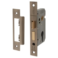 Touchpoint Contract Bolt Through Euro Profile Sashlock - 65mm Case - 44mm Backset - Antique Brass