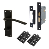 Touchpoint Matt Black Bathroom Lock Door Handles Pack - Rimini Range