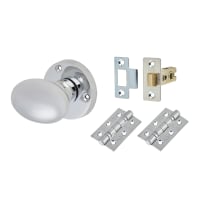 Touchpoint Polished Chrome Victorian Oval Mortice Door Knobs Pack - 61mm Rose Diameter