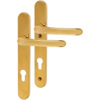 TSS uPVC Multipoint Door Handle - 122mm Bolt c/c - 92mm c/c - 245 x 35mm - Polished Brass