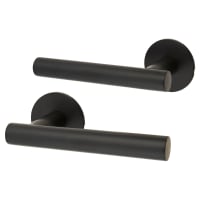 Jigtech Matt Black Door Handles on Round Slim Rose - Schema Vinklad Range