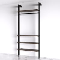 Emuca Zero Bracket Pack - 4 x Wooden Shelf Brackets 1 x Rail - Black