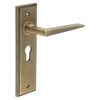 Burlington by Frelan Antique Brass Fire Rated Euro Lock Door Handles - Mayfair - 200 x 55mm