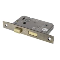Atlantic Bolt Through Bathroom Lock - 77mm Case - 57mm Backset - Antique Brass