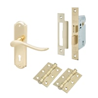 Hampstead Polished Brass Scroll 3 Lever Sashlock Door Handles Pack - Turin Range