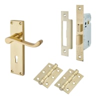 Touchpoint Polished Brass Budget Scroll 3 Lever Sashlock Door Handles Pack - Mia Range