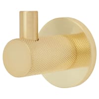 Altro Knurled Single Coat Hook - 50 x 25mm - Satin Brass