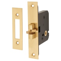 Jedo Sliding Door Bathroom Lock - 76mm Case - 56mm Backset - Polished Brass