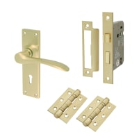 Hampstead Satin Brass 3 Lever Sashlock Door Handles Pack - Buckingham Range
