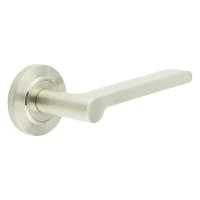 Burlington by Frelan Satin Nickel Fire Rated Door Handles on Round Chamfered Rose - Fitzrovia Range