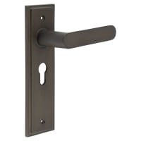 Burlington by Frelan Dark Bronze Fire Rated Euro Lock Door Handles - Kensington - 200 x 55mm