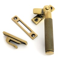 From The Anvil Brompton Knurled Locking Mortice & Hook Plate Window Fastener - Right - Aged Brass