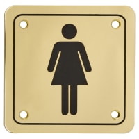 Ladies Square Toilet Door Sign - 95 x 95mm - Brass Plated