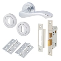 Touchpoint Polished Chrome Scroll 3 Lever Sashlock Door Handles on Rose Pack - Scarlett Range