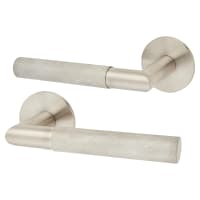 Jigtech Satin Stainless Steel Knurled Door Handles on Round Slim Rose - Schema Modell Range