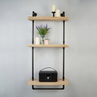 Altro 1/2 Inch 3 Tier Drill Through Pipe Shelf Kit with Hanging Rail - Black