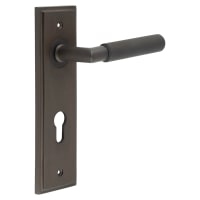 Burlington by Frelan Dark Bronze Fire Rated DIN Euro Lock Door Handles - Piccadilly - 200 x 55mm