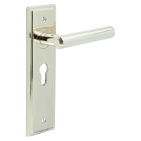 Burlington by Frelan Polished Nickel Fire Rated Euro Lock Door Handles - Richmond - 200 x 55mm