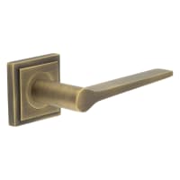 Burlington by Frelan Antique Brass Fire Rated Door Handles on Square Stepped Rose - Knightsbridge Range