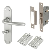 Touchpoint Satin Chrome Bathroom Lock Door Handles Pack - Sassari Range
