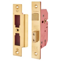 UNION 2201 Bolt Through 5 Lever Sashlock - 77mm Case - 57mm Backset - Polished Brass