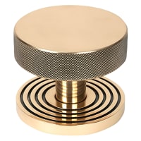 From The Anvil Brompton Polished Bronze Round Knurled Centre Door Knob on Beehive Rose - 90mm Rose Diameter