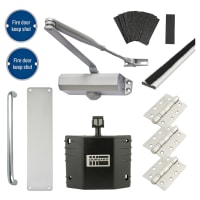 Light Duty Pull Door Handle Fire Door Kit & Dorgard Holder - Power Size 3 - Aluminium