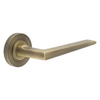 Burlington by Frelan Antique Brass Fire Rated Door Handles on Round Rose - Mayfair Range