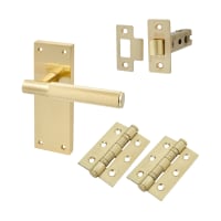 Altro Satin Brass Knurled Latch Door Handles Pack - Remi Range