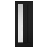 LPD Mexicano 1 Light Offset Clear Glazed Pre-Finished Solid Internal Door - 1981 x 762mm - Black