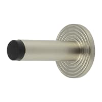 Burlington by Frelan Plain Projection Door Stop on Reeded Rose - 76mm Projection - Satin Nickel