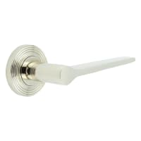 Burlington by Frelan Polished Nickel Fire Rated Door Handles on Round Reeded Rose - Knightsbridge Range