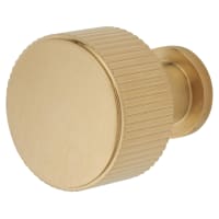 Alexander & Wilks Lucia Reeded Round Cabinet Knob - 29mm Diameter - PVD Satin Brass