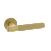 Atlantic Millhouse Brass Crompton Knurled Door Handle on Rose - Satin Brass