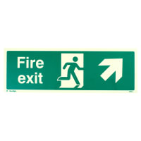 Altro Photoluminescent Fire Exit Running Man Arrow Up Right Sign - 450 x 150mm - Rigid Plastic
