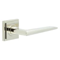 Burlington by Frelan Polished Nickel Fire Rated Door Handles on Square Stepped Rose - Mayfair Range