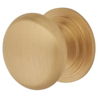 Alexander & Wilks Waltz Round Cabinet Knob on Stepped Rose - 32mm Diameter - Satin Brass