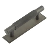 Hoxton by Frelan Taplow 18mm Knurled T-Bar Cabinet Pull Handle on Stepped Backplate - 96mm c/c - Dark Bronze